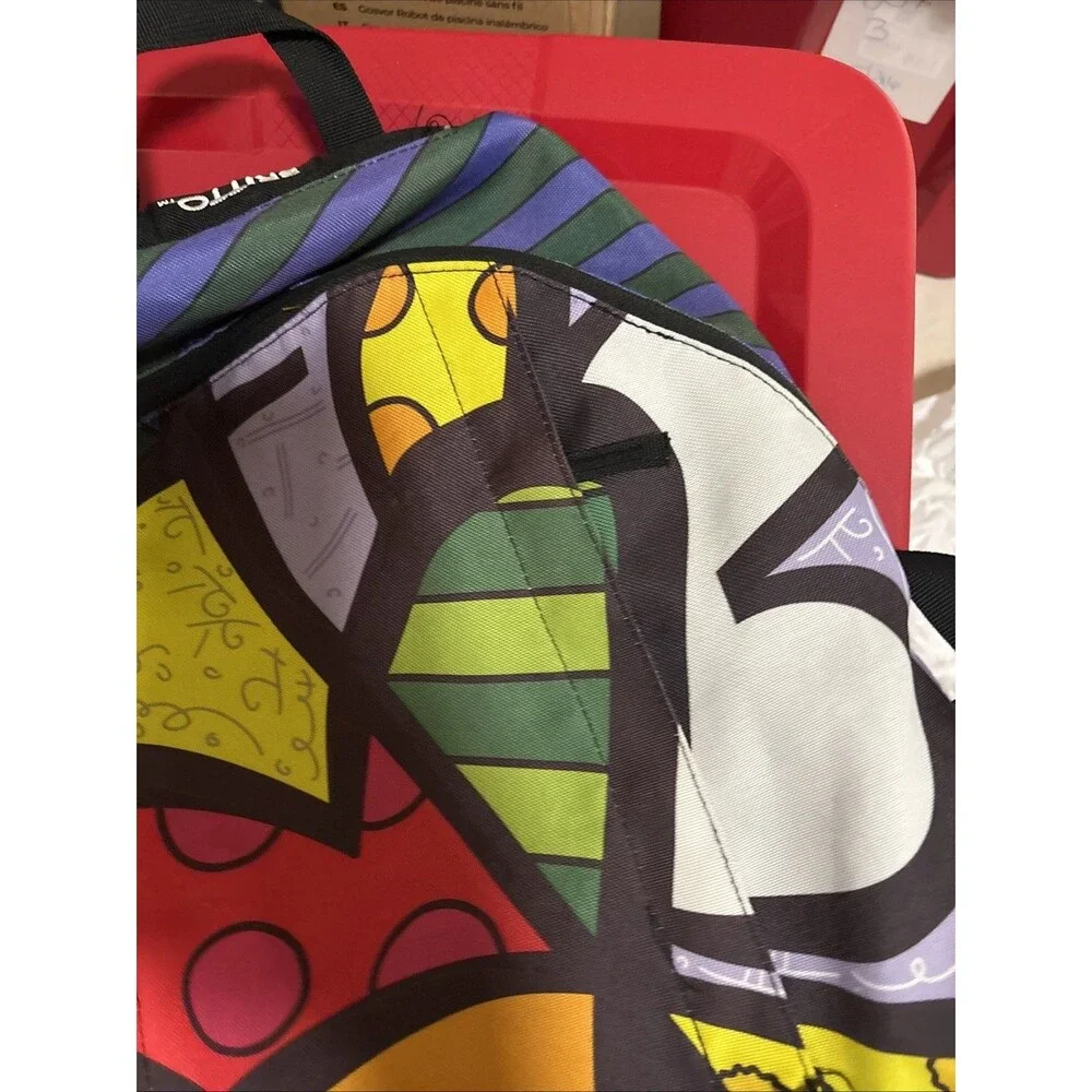 Romero BRITTO Abstract Hearts Art Backpack Multicolor Miquelrius Licensed Rare! - Picture 9 of 13